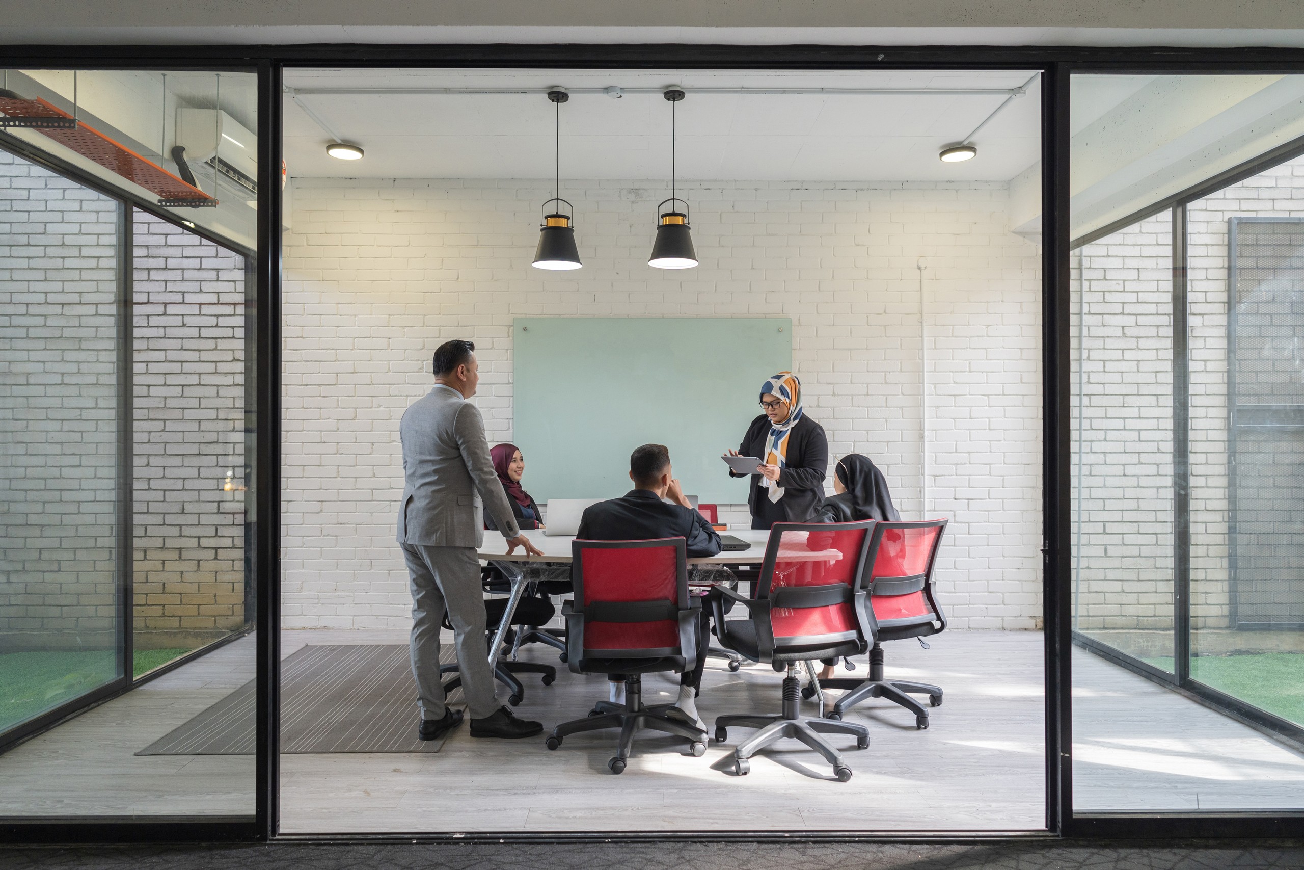 Employees in a meeting