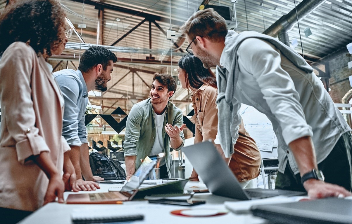 A team evaluates an initial startup idea.