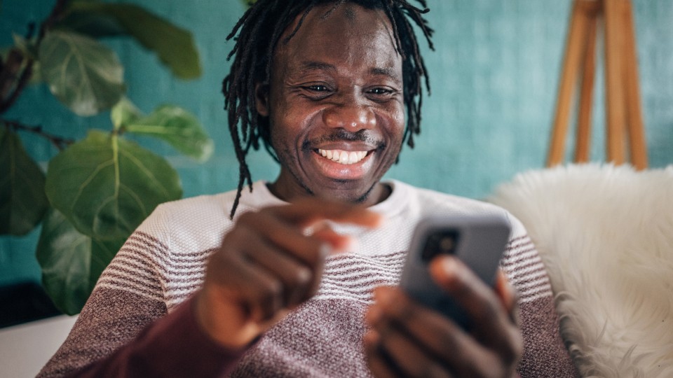 Man interacting with phone