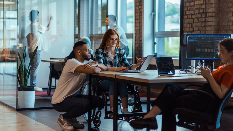 Team working at desk