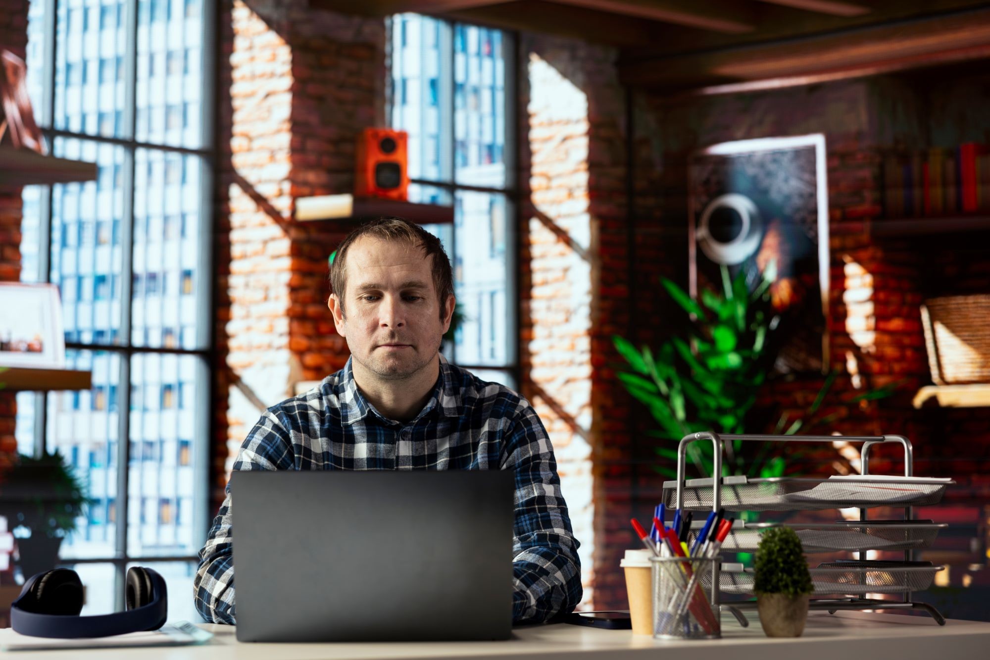 Man working at laptop